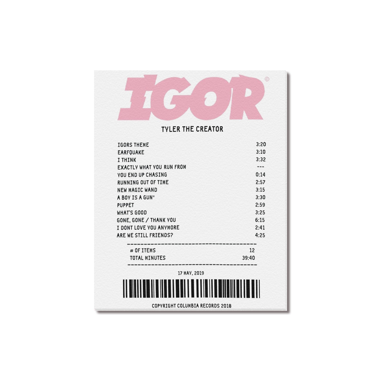 IGOR - Tyler The Creator [Canvas] – Receipt Rugs